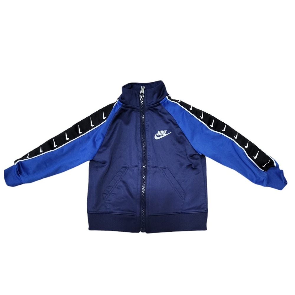 Nike Baby Track Jacket Size 12‎ Months Boys Infant Black Blue Swoosh Logo Zip